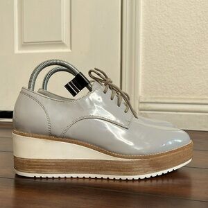 Janet Sport Patent Leather Lace Up Sneakers Shoes Wedge Chunky Platform size 3…